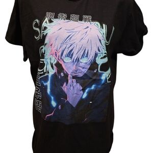 Juniors Medium Gildan Gojo Satoru Kaisen Anime Short Sleeve Black Shirt